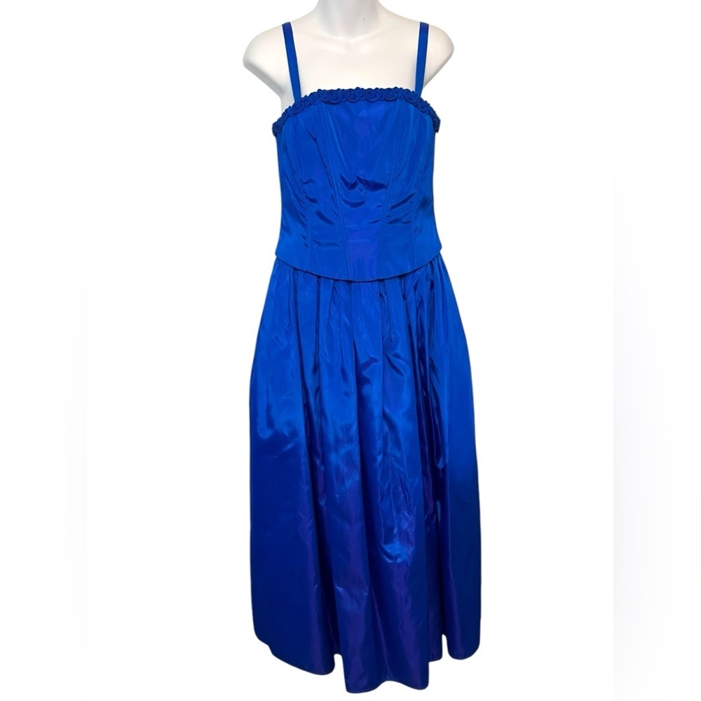 Vintage 90s Y2K Jessica McClintock Gunne Sax Iridescent Blue Formal Prom Dress
